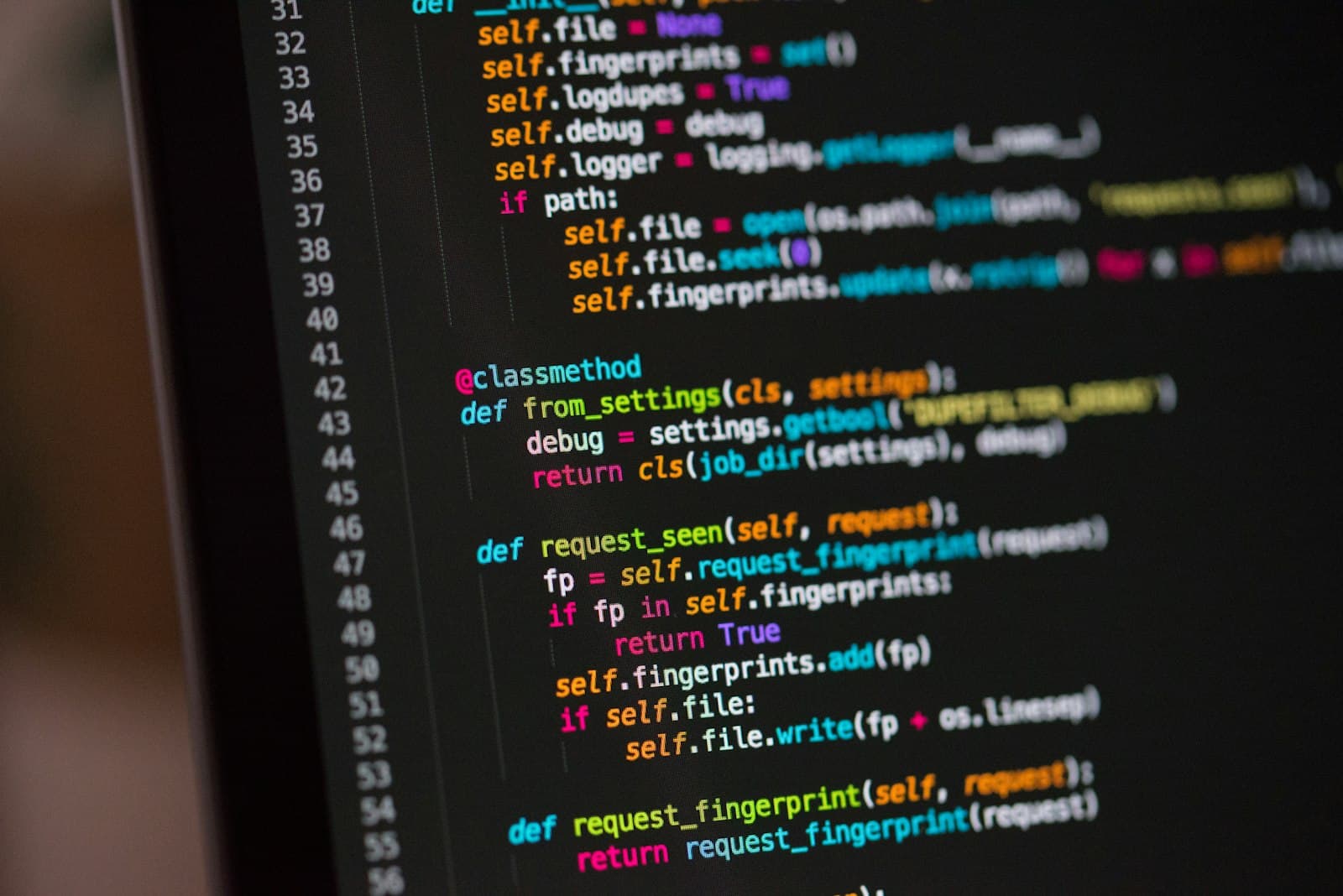 Computer screen showing Python code.